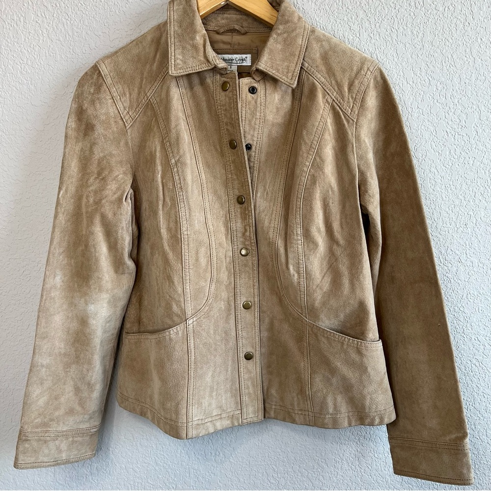 Coldwater creek tan leather jacket